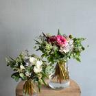 季節の花束と花瓶のセット/アクア (L)