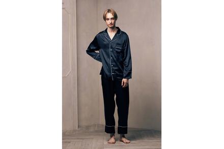 メンズシルクパジャマ長袖ロングパンツセット